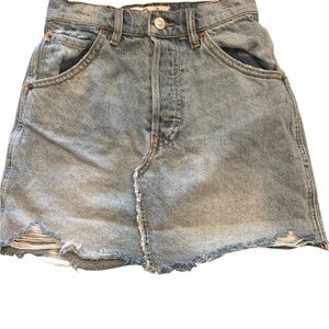 Free People We the Free Distressed Denim Skirt